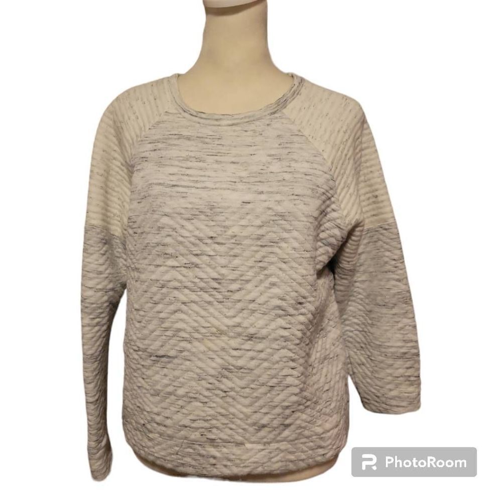 Zara Grey and Off White Quilted Women's Top Size Small